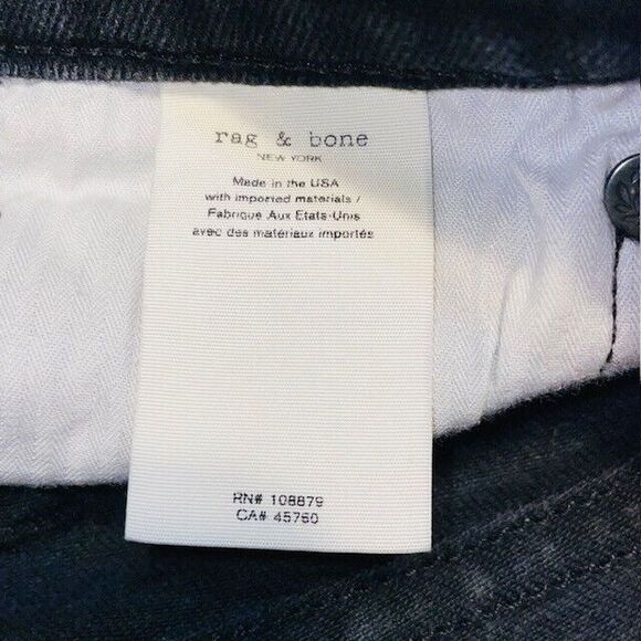 Rag & Bone Jeans Mens Black Fit 1 Extra Slim Straight Preppy Premium Denim 32x30 - Picture 14 of 16